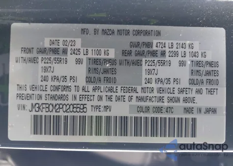 2023 Mazda Cx-5 2.5 S Carbon Edition из США, поврежденный, VIN JM3KFBCM2P0205595